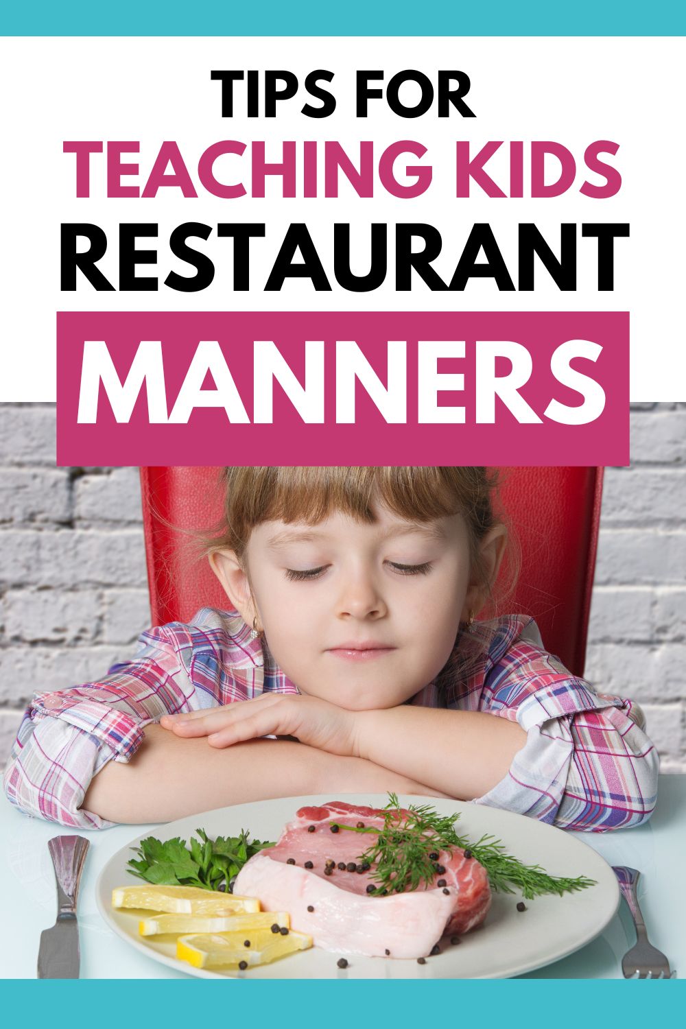 teaching kids restaurant manners pinnable image
