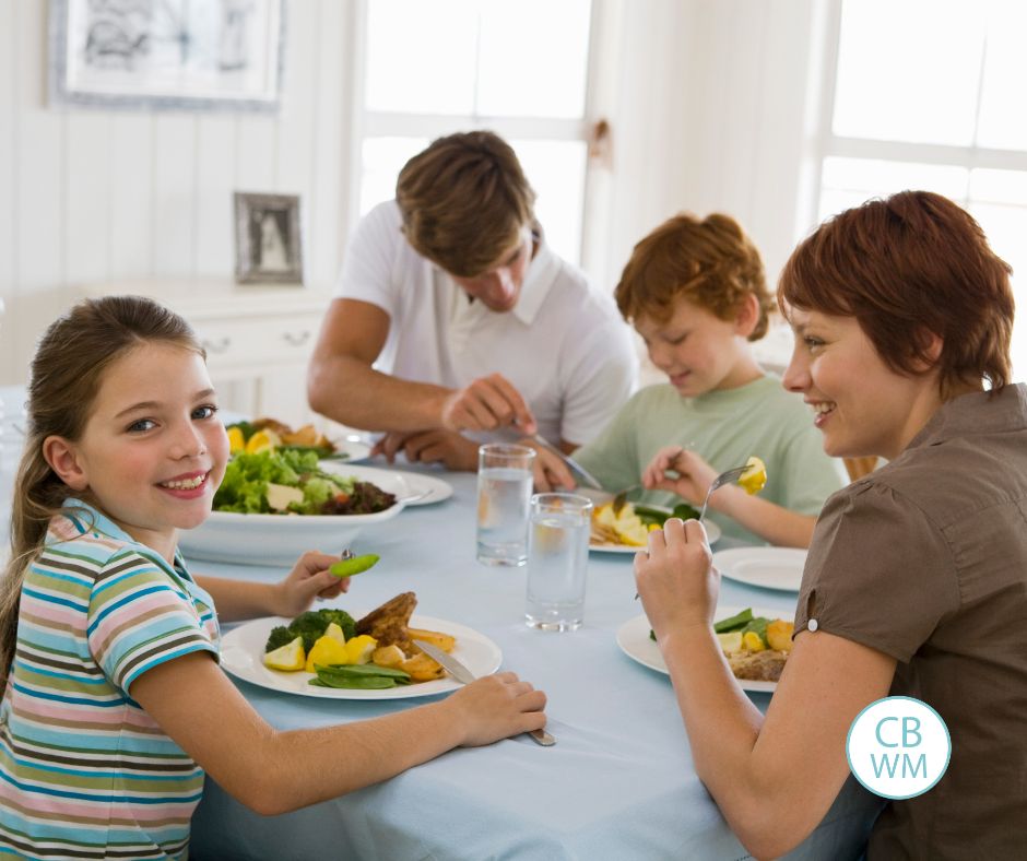 Family eating dinner together