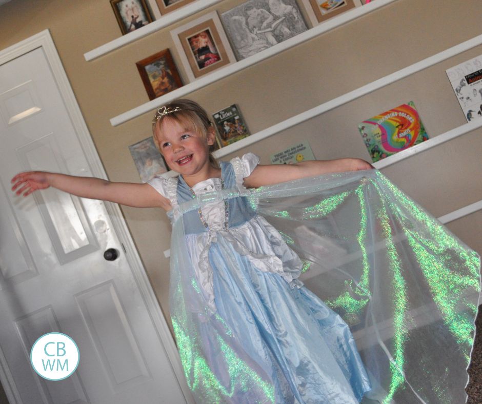 5 year old McKenna in a princess dress