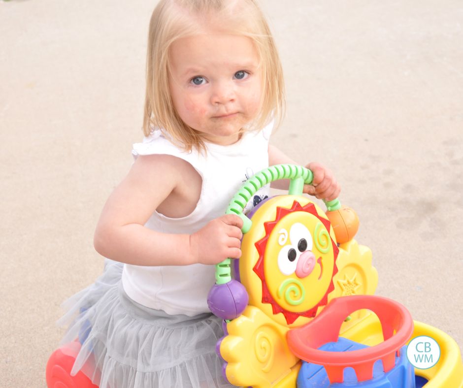 21 month Brinley on a little ride on toy