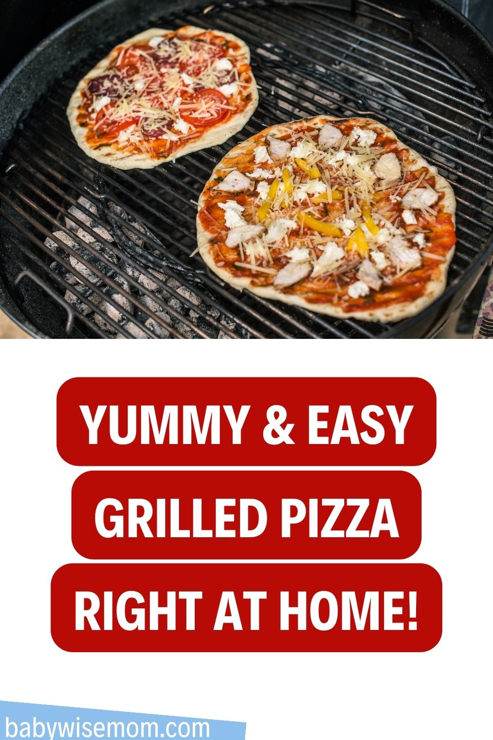 Grilled pizza at home pinnable image