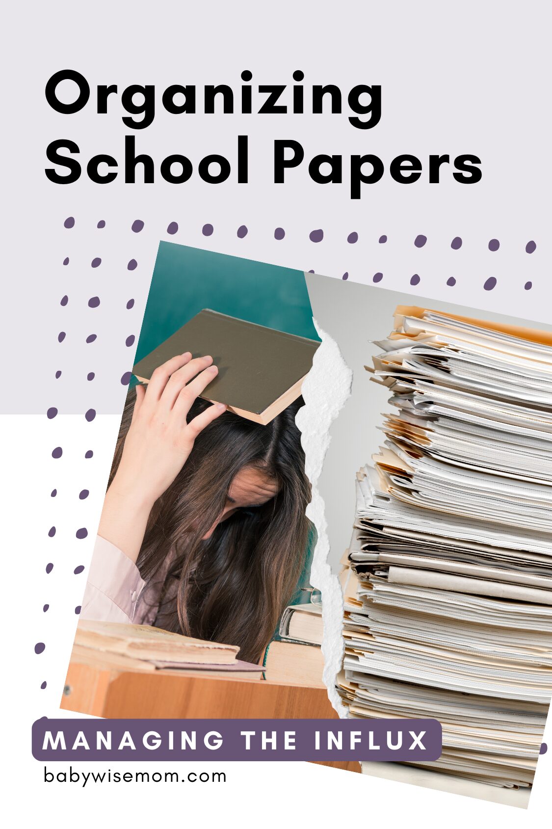 organizing school papers pinnable image