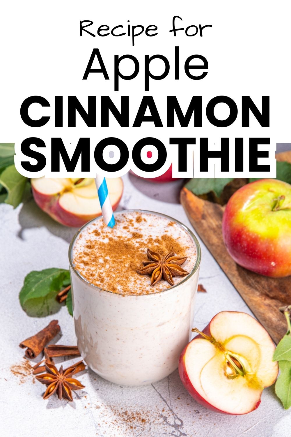 Apple smoothie recipe pinnable image