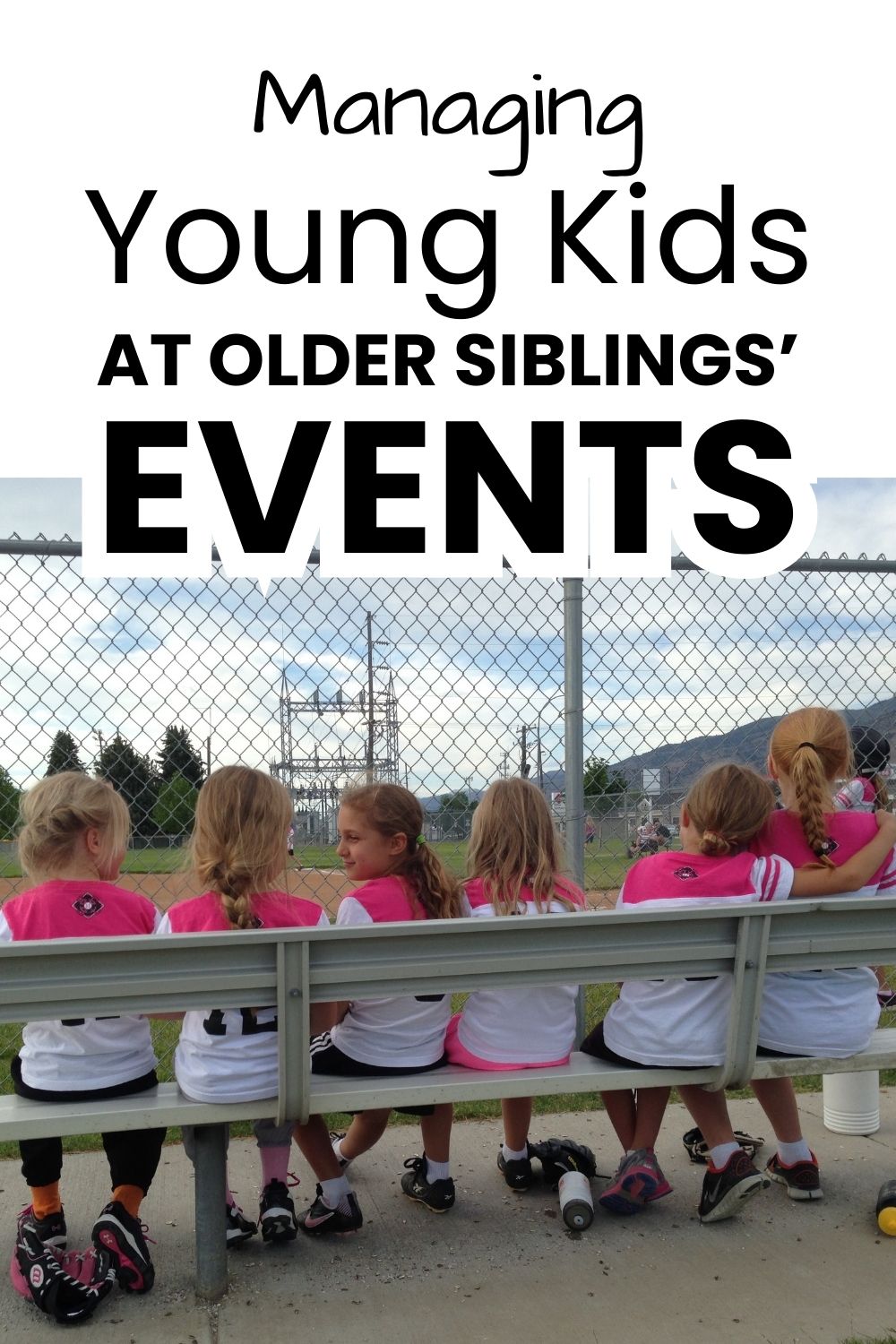 Managing young kids at siblings' events pinnable image