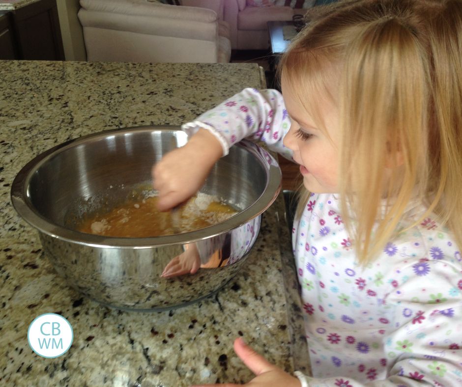 Brinley helping me make banana bread