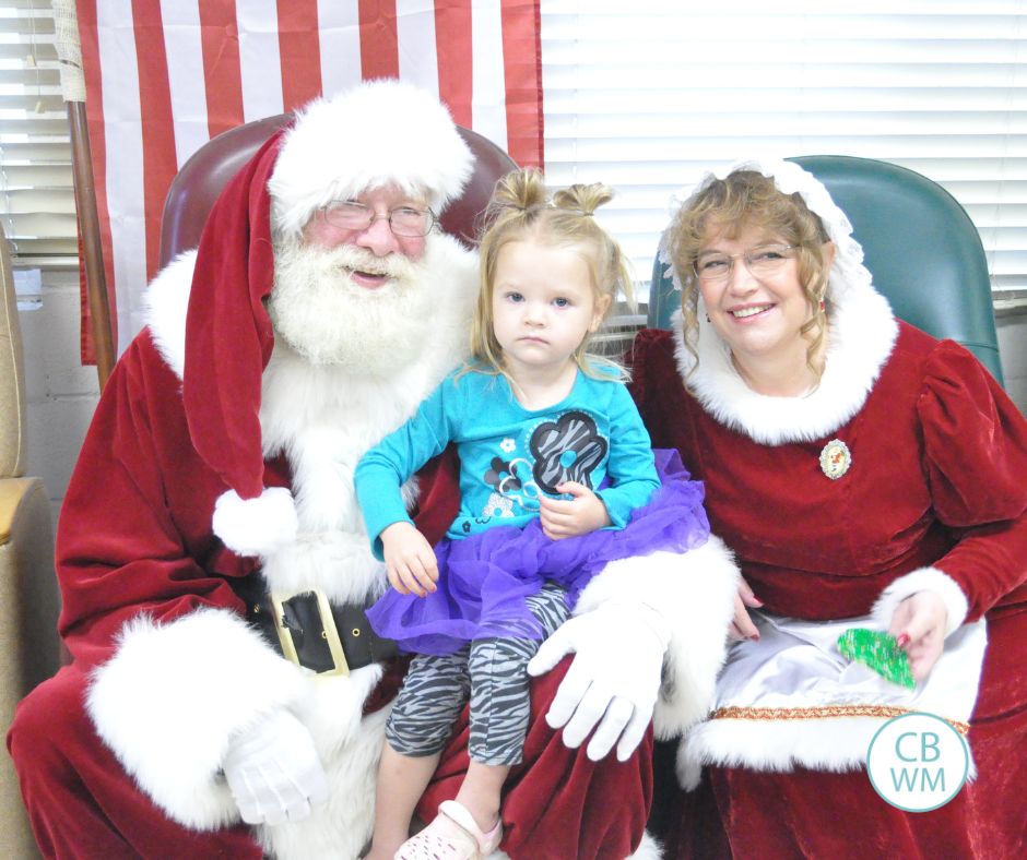 Brinley with Santa and Mrs. Claus