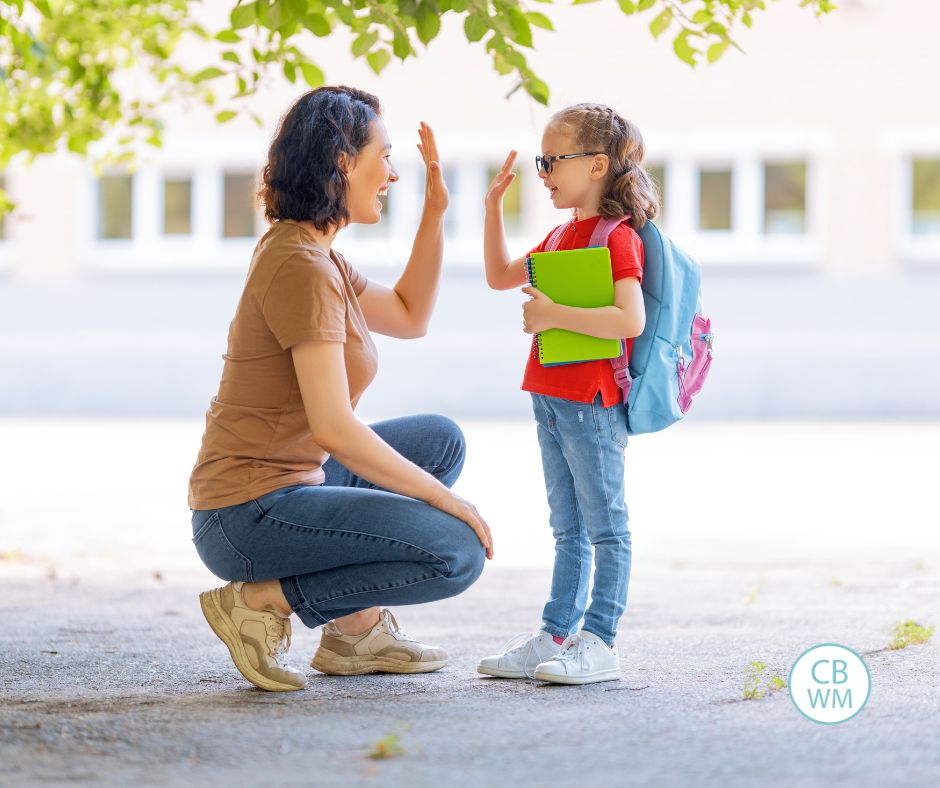 Mom dropping child off at school
