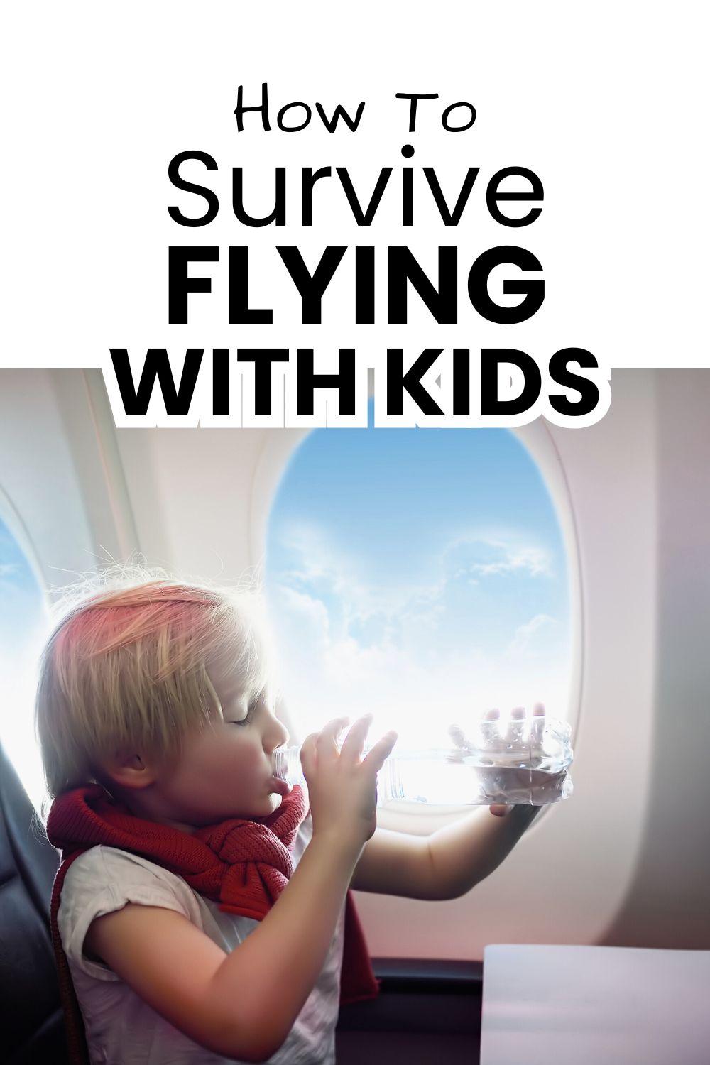 survive flying with kids pinnable image