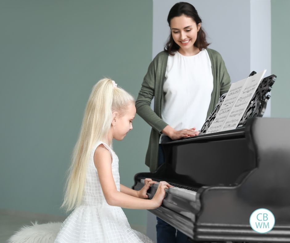 Child at piano lessons