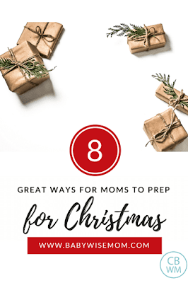 Eight steps to take to prep for Christmas. Get your gifts organized, get the Christmas spirit in your home, decorating your tree, teaching about Jesus Christ, decorating your home intentionally, what to do about Santa, and balancing family members. 