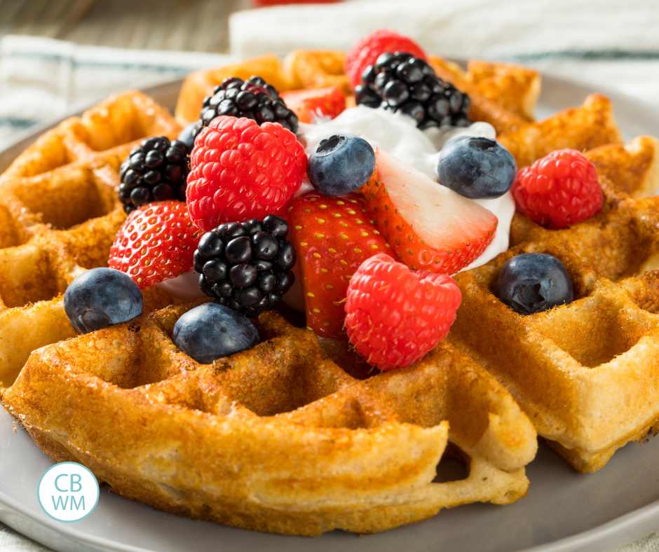 Ovenight waffles with fruit on them