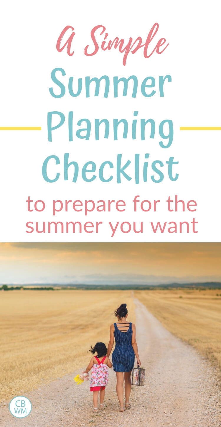 Summer planning checklist with a picture of a mother and daughter walking down a dirt road