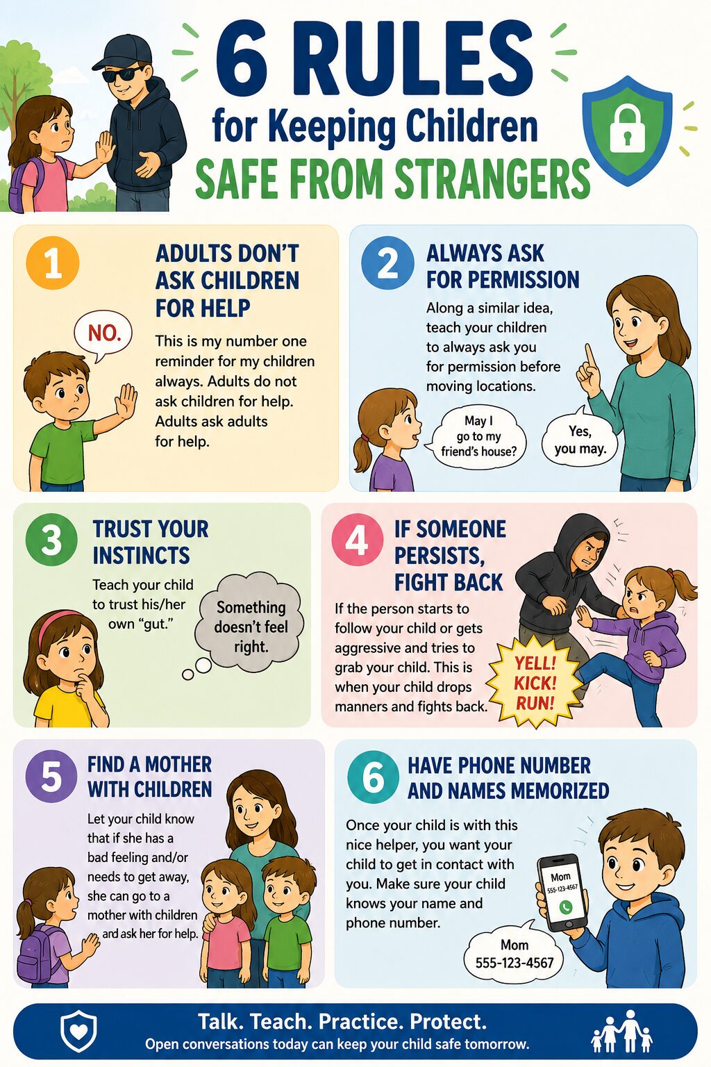 6 Rules for Keeping Children Safe from Strangers graphic