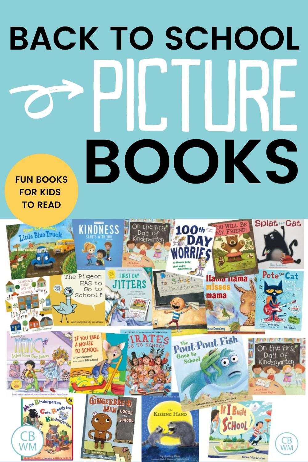 Back to school picture books pinnable image