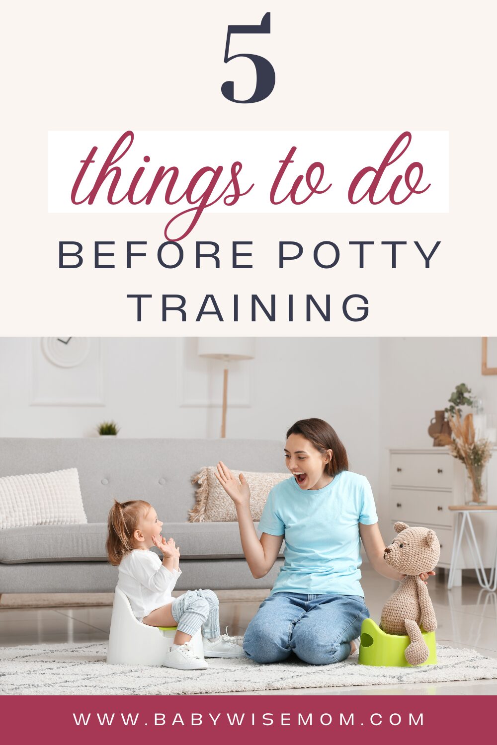 5 things to do before potty training pinnable image