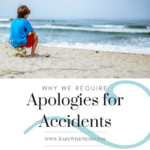 why we require apologies for accidents text overlyaing boy sitting on soccer ball looking at ocean