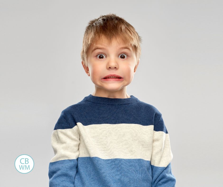 Shocked child looking at the camera