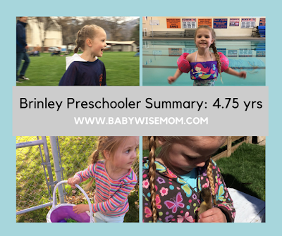 Brinley Preschooler Summary: 4.75 Years Old