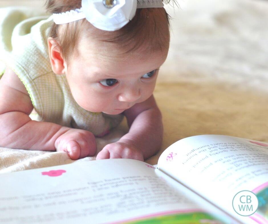 Baby reading a book