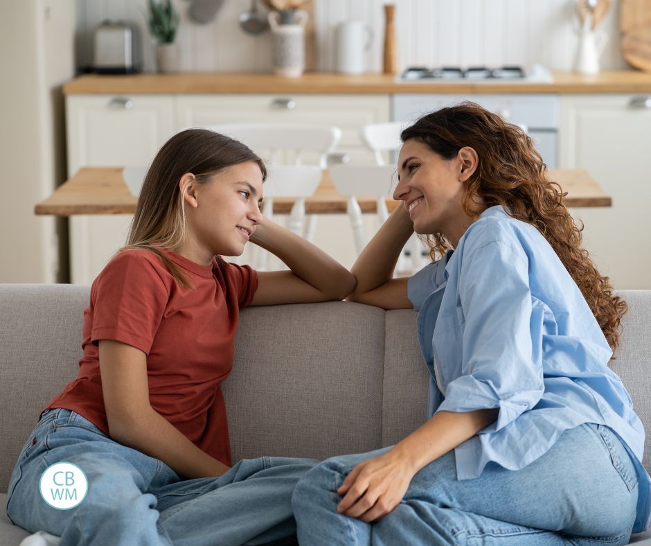 Mom and daughter talking