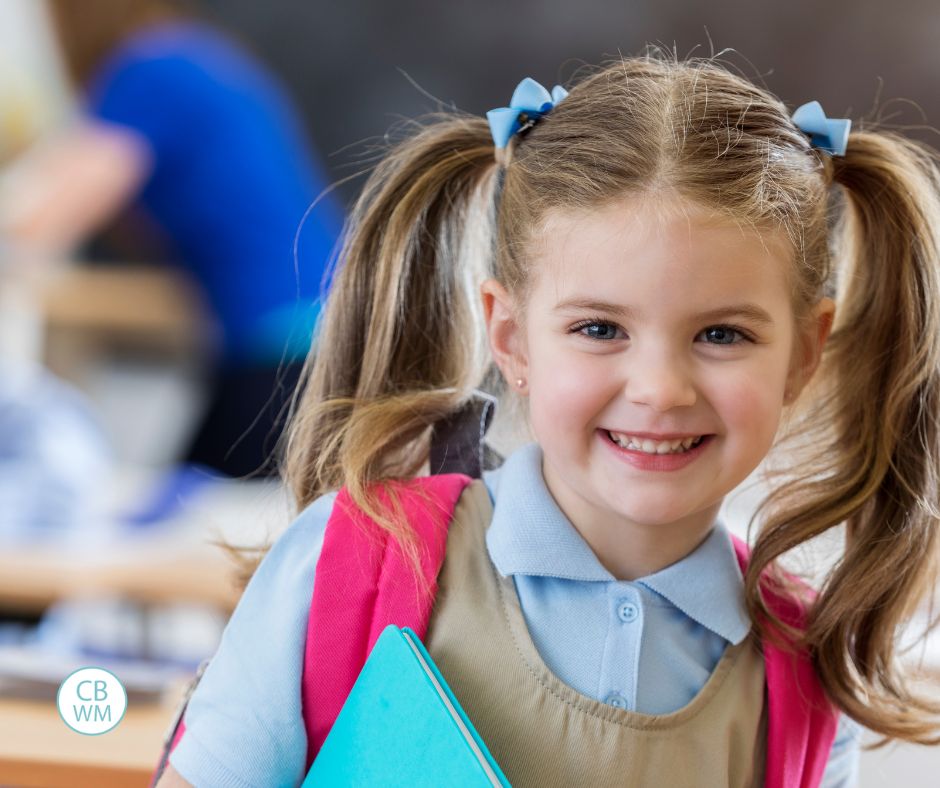 Girl going to Kindergarten with a backpack on