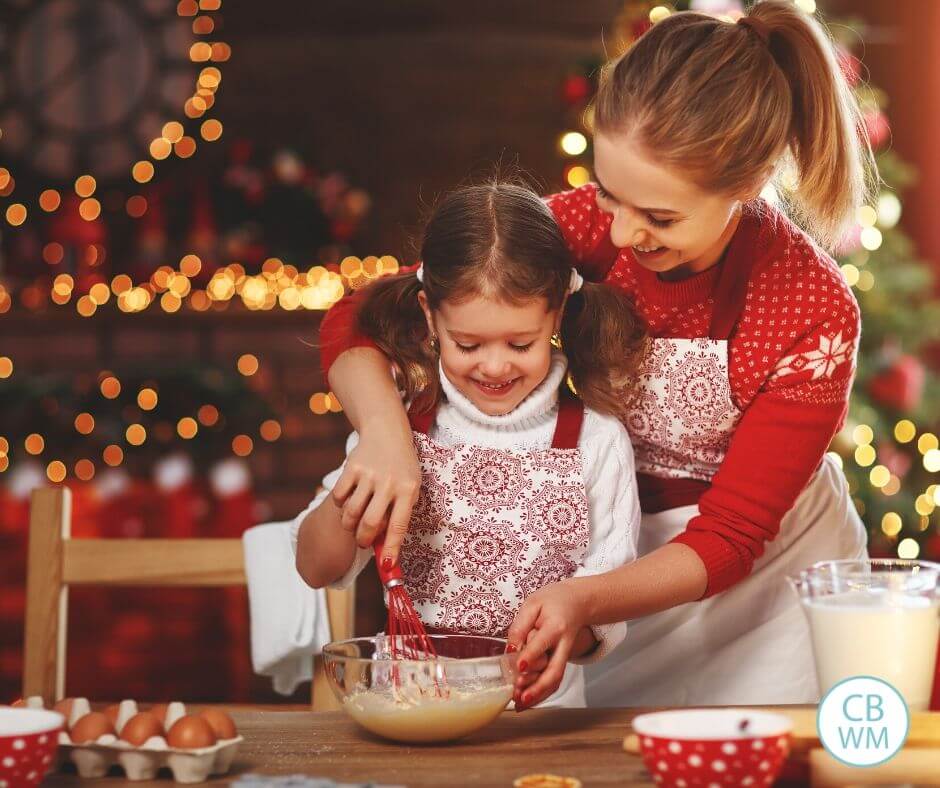 Baking with a child at Christmas