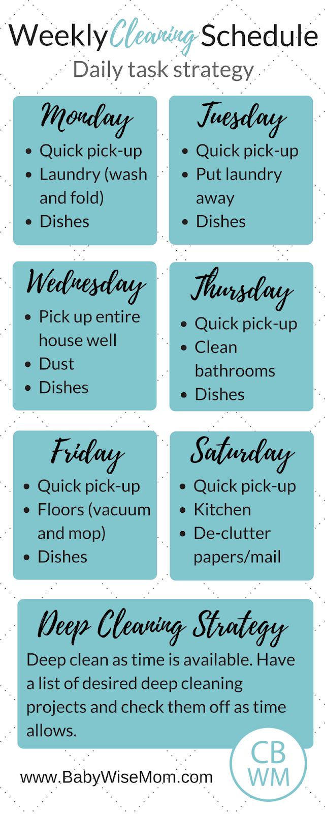 A Daily Task Cleaning Schedule