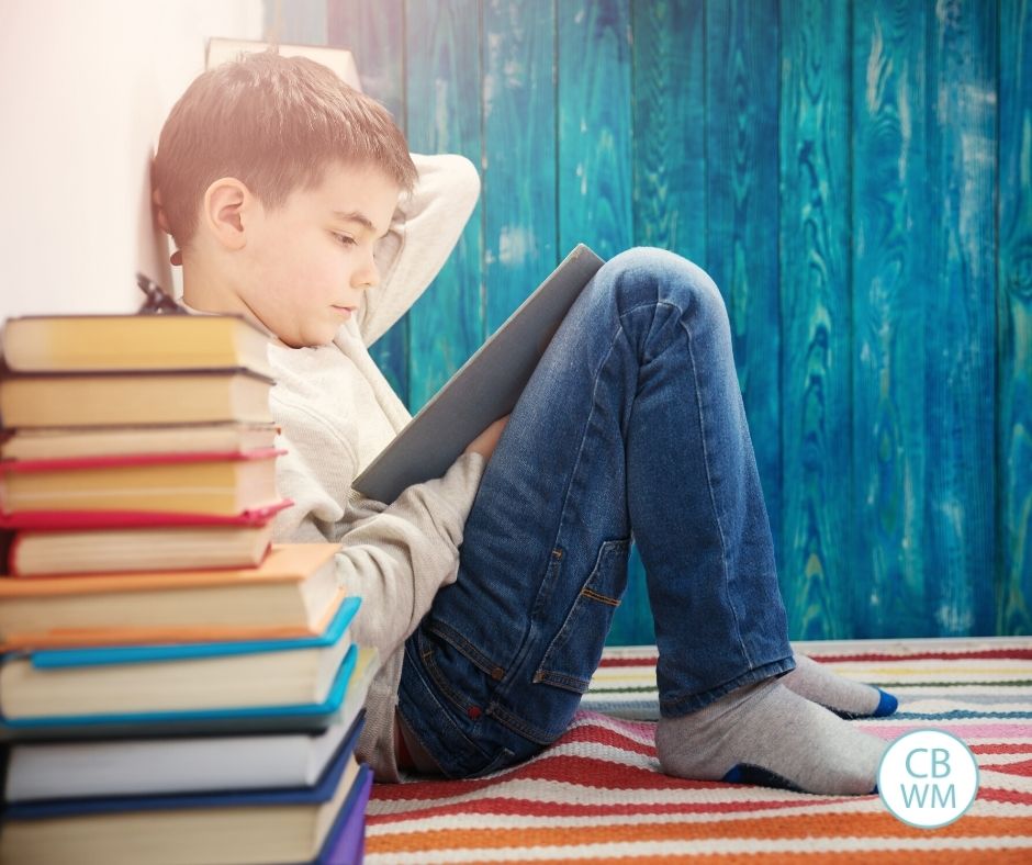 Boy reading books