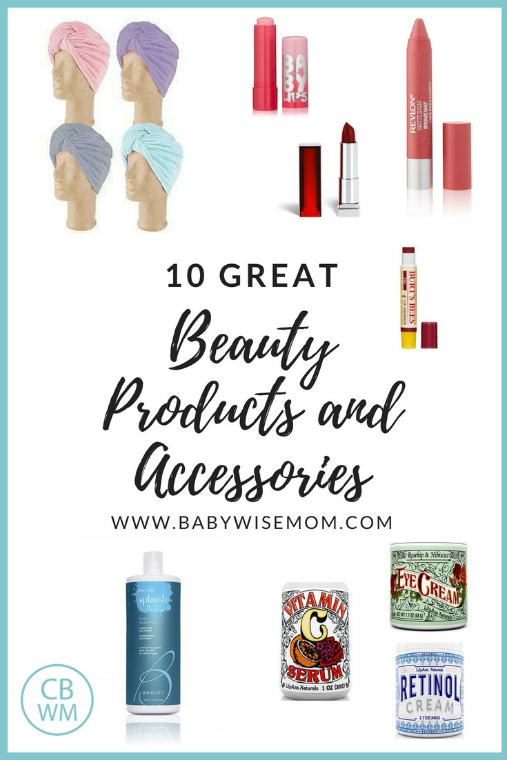 Beauty Products and Accessories. Great lipstick, lip balm, eye cream, retinol cream, vitamin c serum, shampoo, conditioner, turbie towel, and pendant.