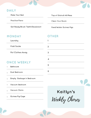 Chore list for kids Chore list for kids