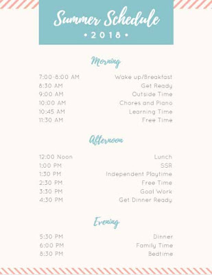 Sample Summer Schedule Sample Summer Schedule