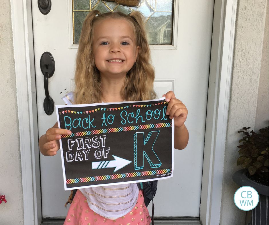 Brinley on the first day of Kindergarten