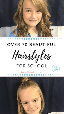 Over 70 Beautiful and Easy Hairstyles for Girls. These are hairstyles that your daughter can wear to school. Included are braids, ponytails, up dos, buns, pigtails, and half-up dos.
