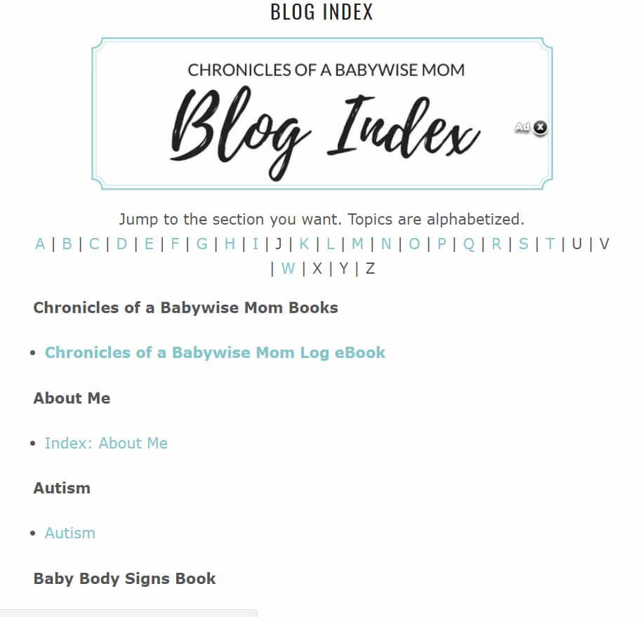 Chronicles of a Babywise Mom Blog Index Screenshot