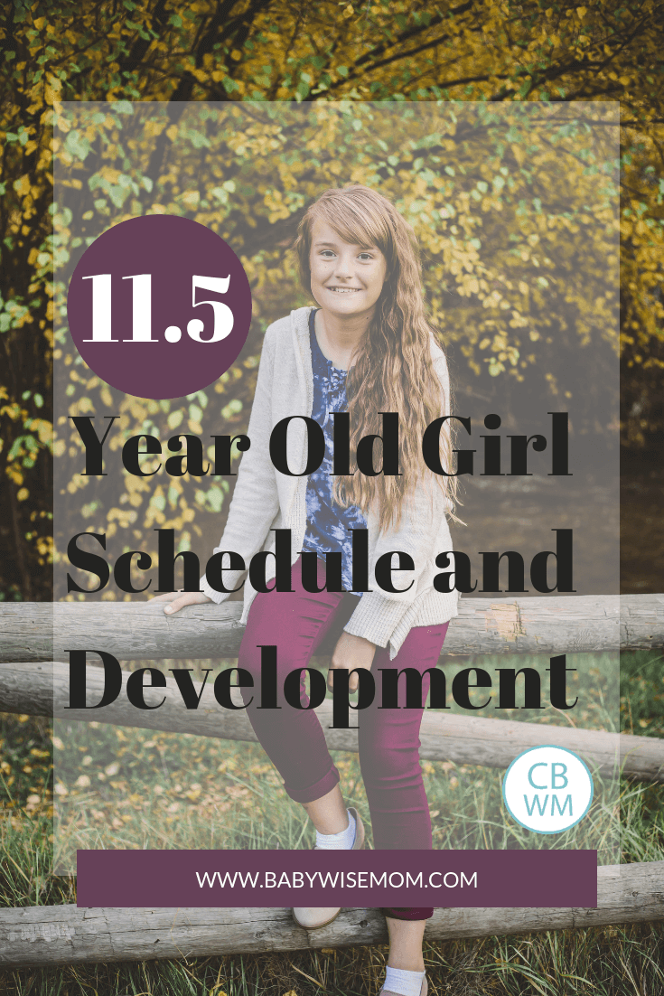 11.5 year old girl schedule and development with girl sitting on fence