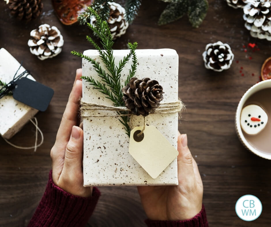 Christmas gifts and pinecones