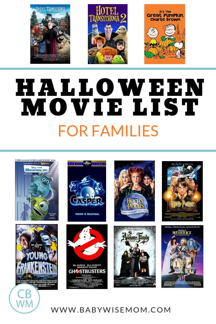 Halloween Movie List for families with 11 Halloween movie covers