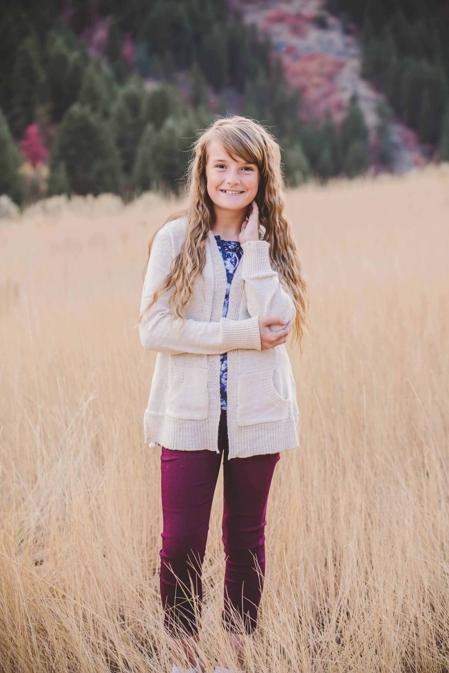 Preteen girl fall photo