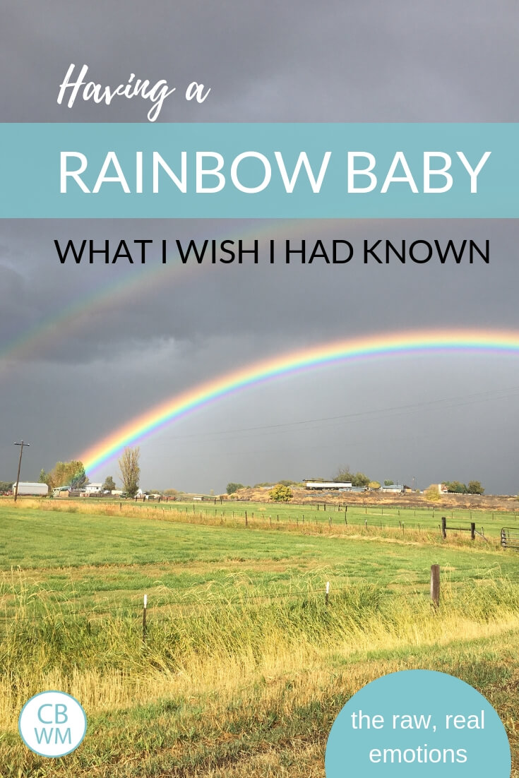 A rainbow with the title "What I wish I had known about having a rainbow baby"