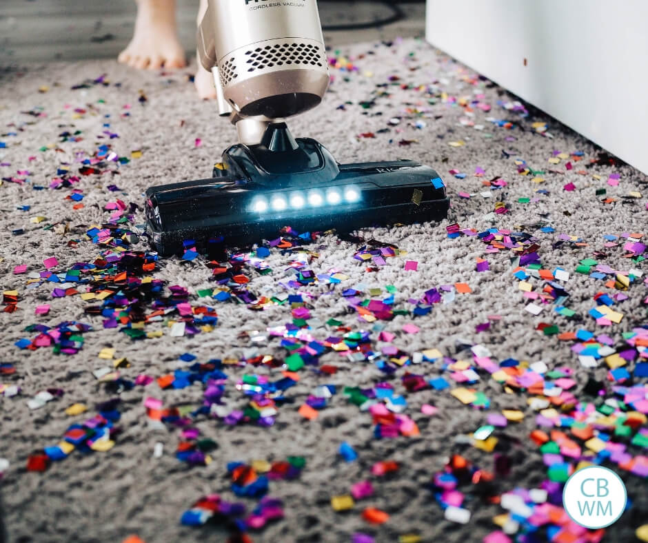 Child vacuuming doing a chore