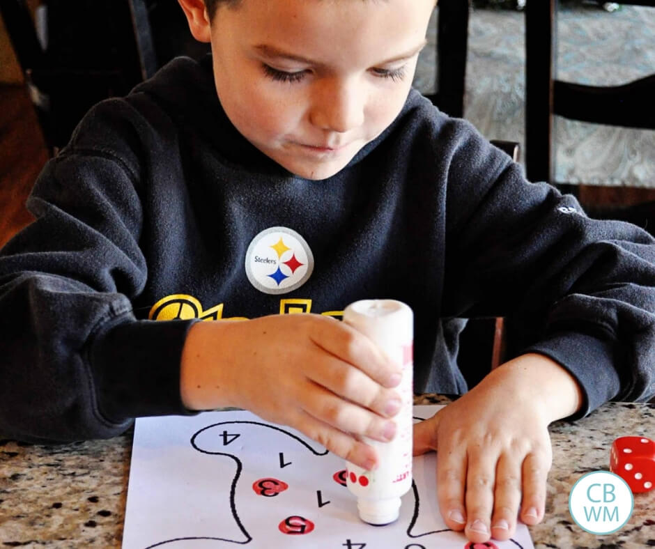 Boy doing a Christmas activity