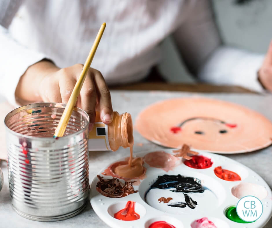 Preschooler doing crafts and learning activities