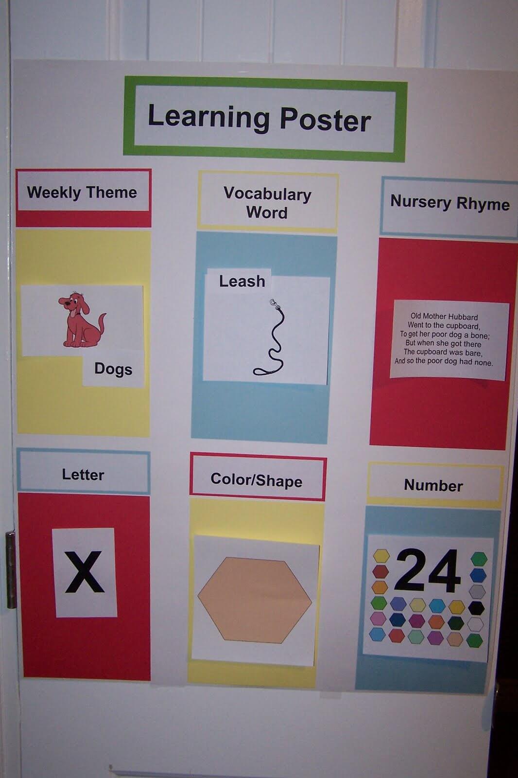 Learning poster for home school learning time each day