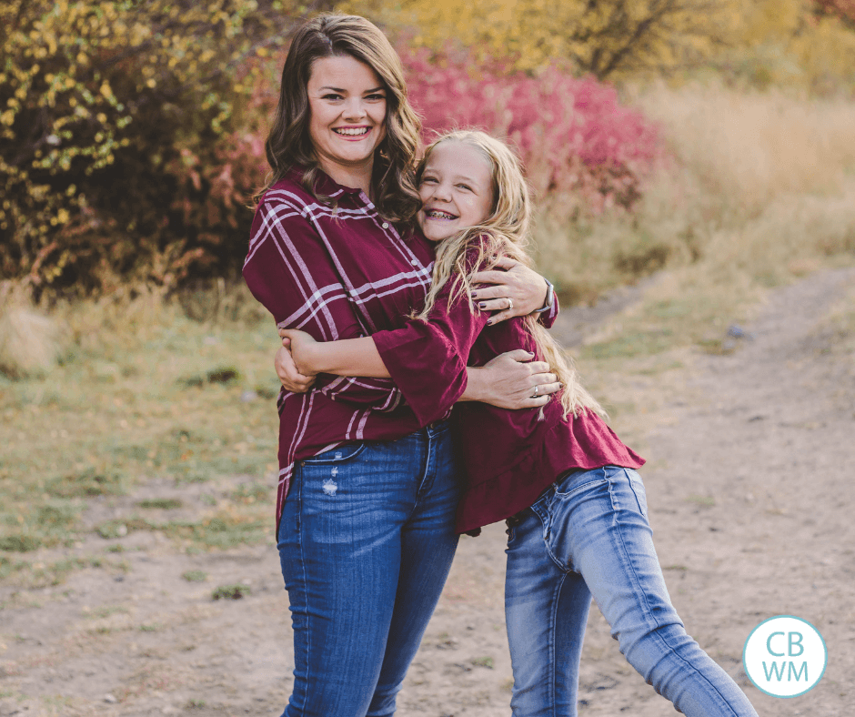 Mother and daughter hugging