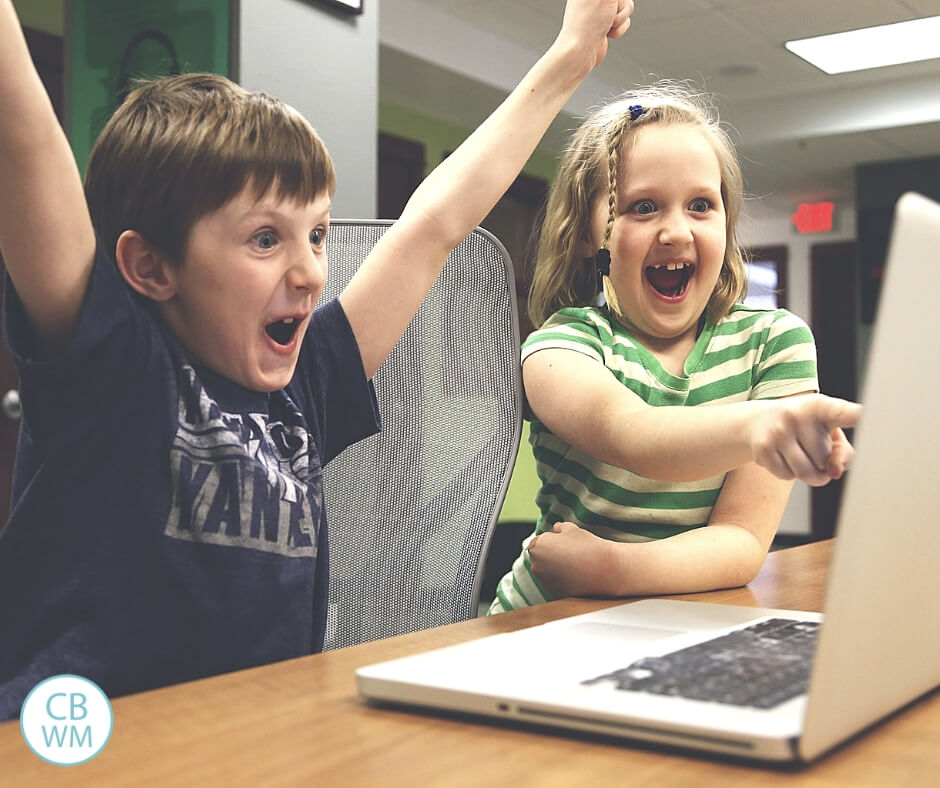 Kids playing on a computer