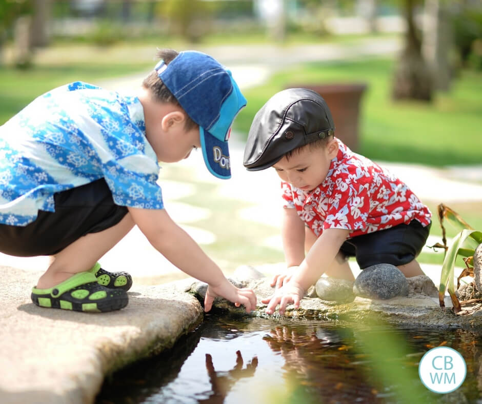 Two boys playing in the water