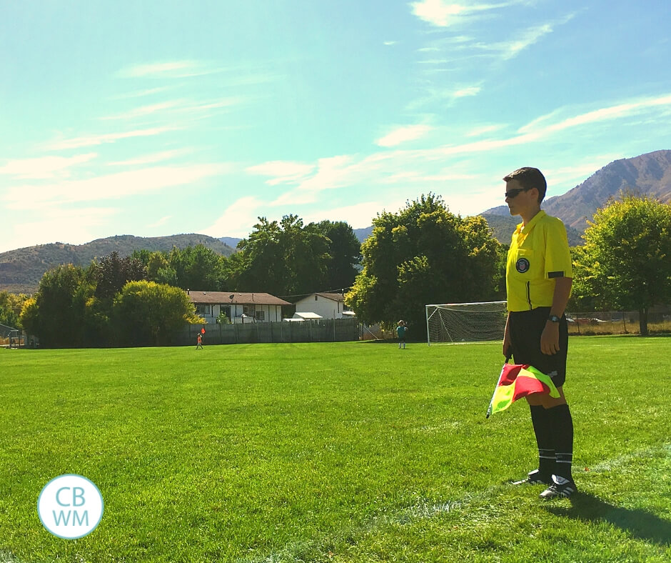 Ref at a soccer game