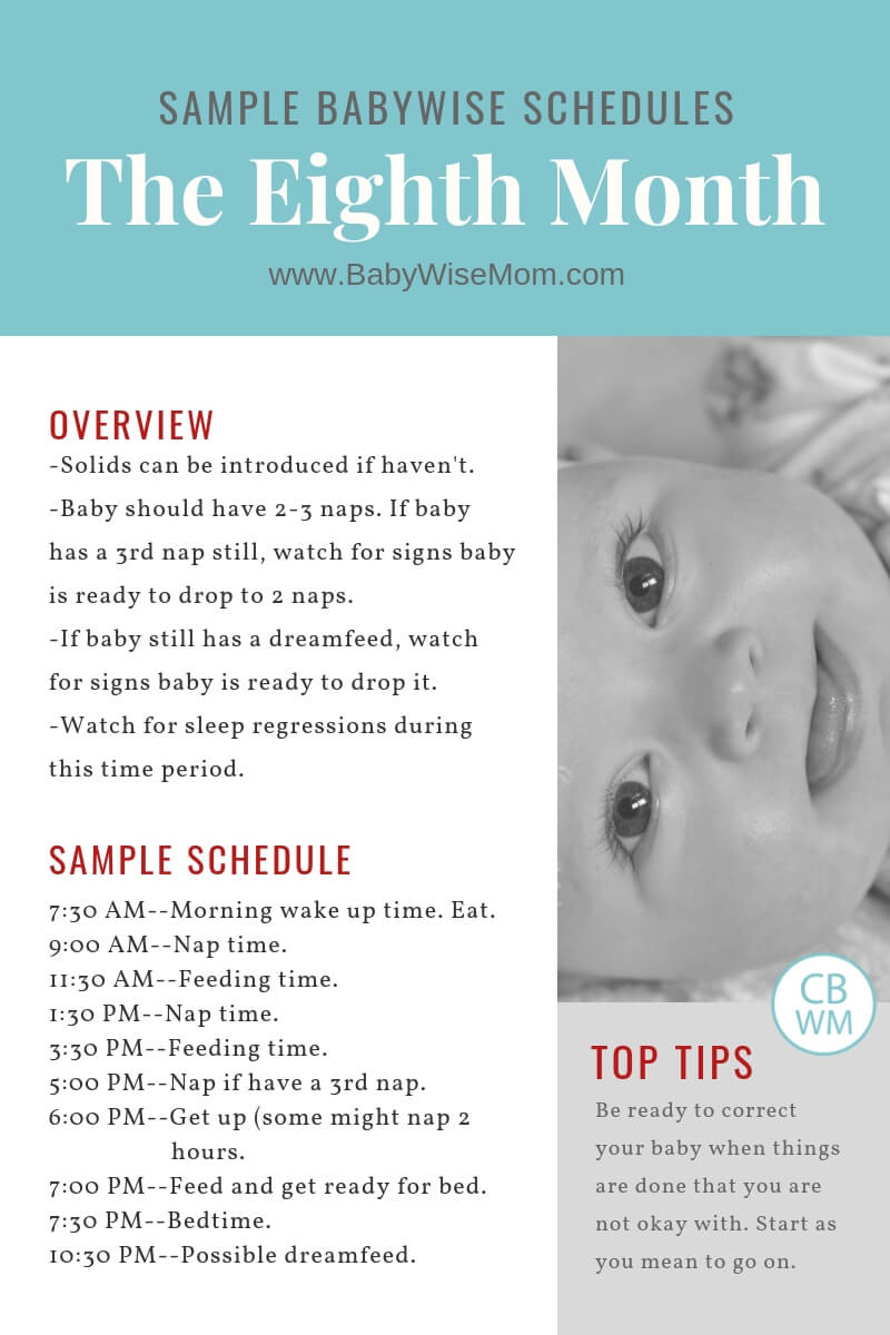 7 month old Babywise schedule sheet