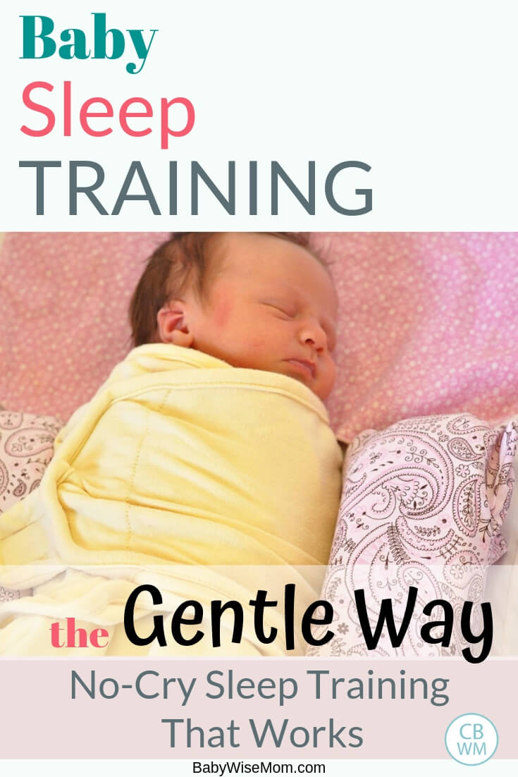Baby sleep training the gentle way with a picture of a baby in a bassinet