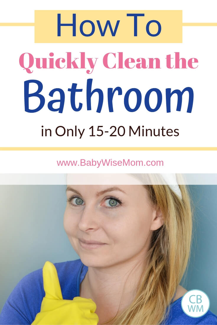 How to quickly clean the bathroom with picture of a woman cleaning